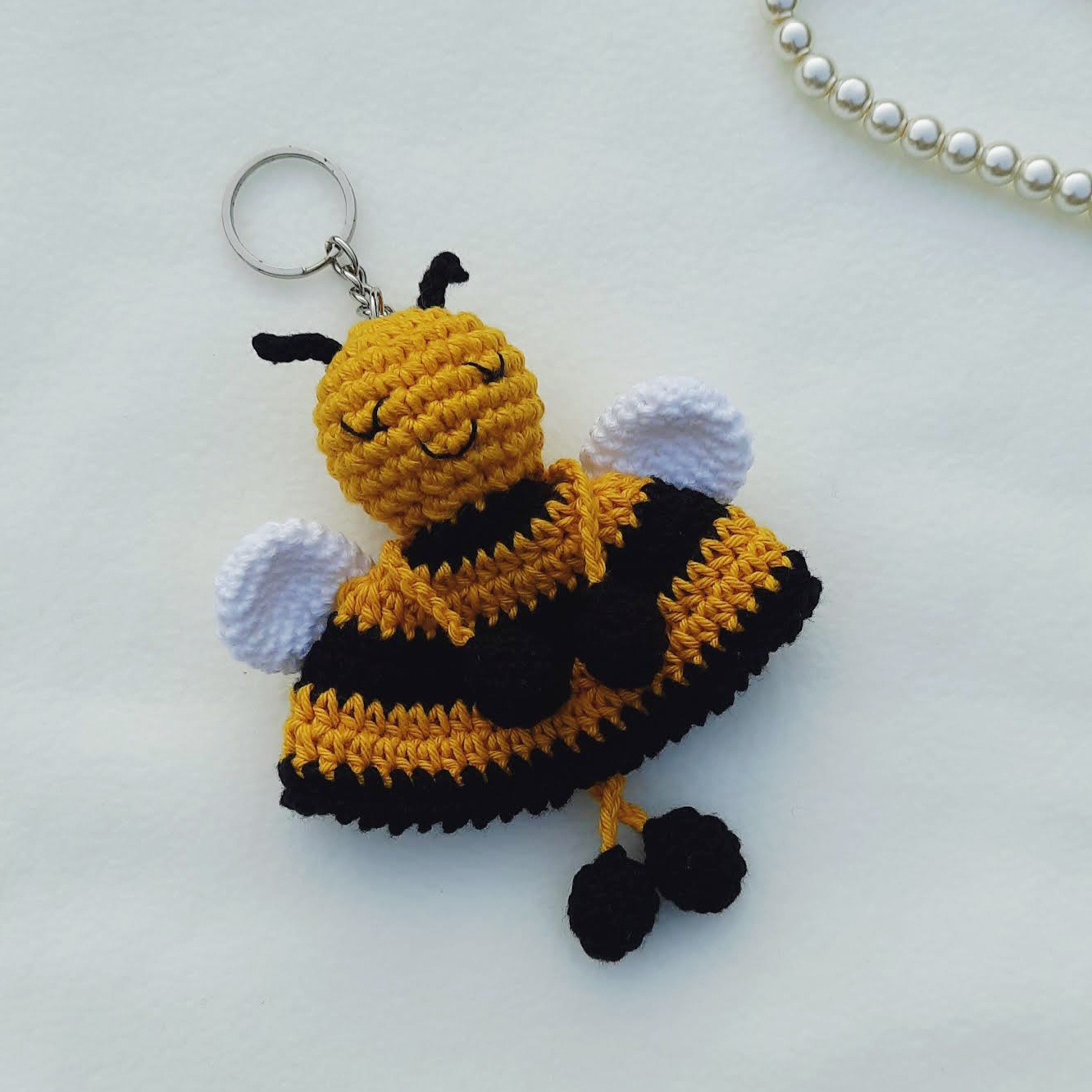 Crochet Honeybee Keychain - Image 2