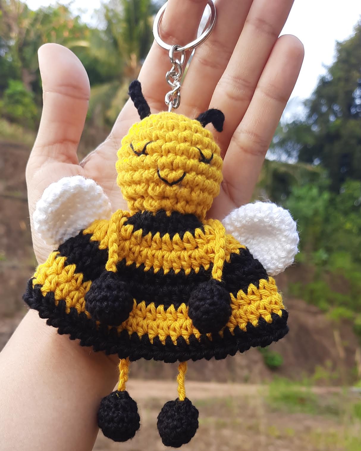 Crochet Honeybee Keychain - Image 3