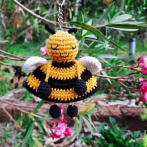Crochet Honeybee Keychain