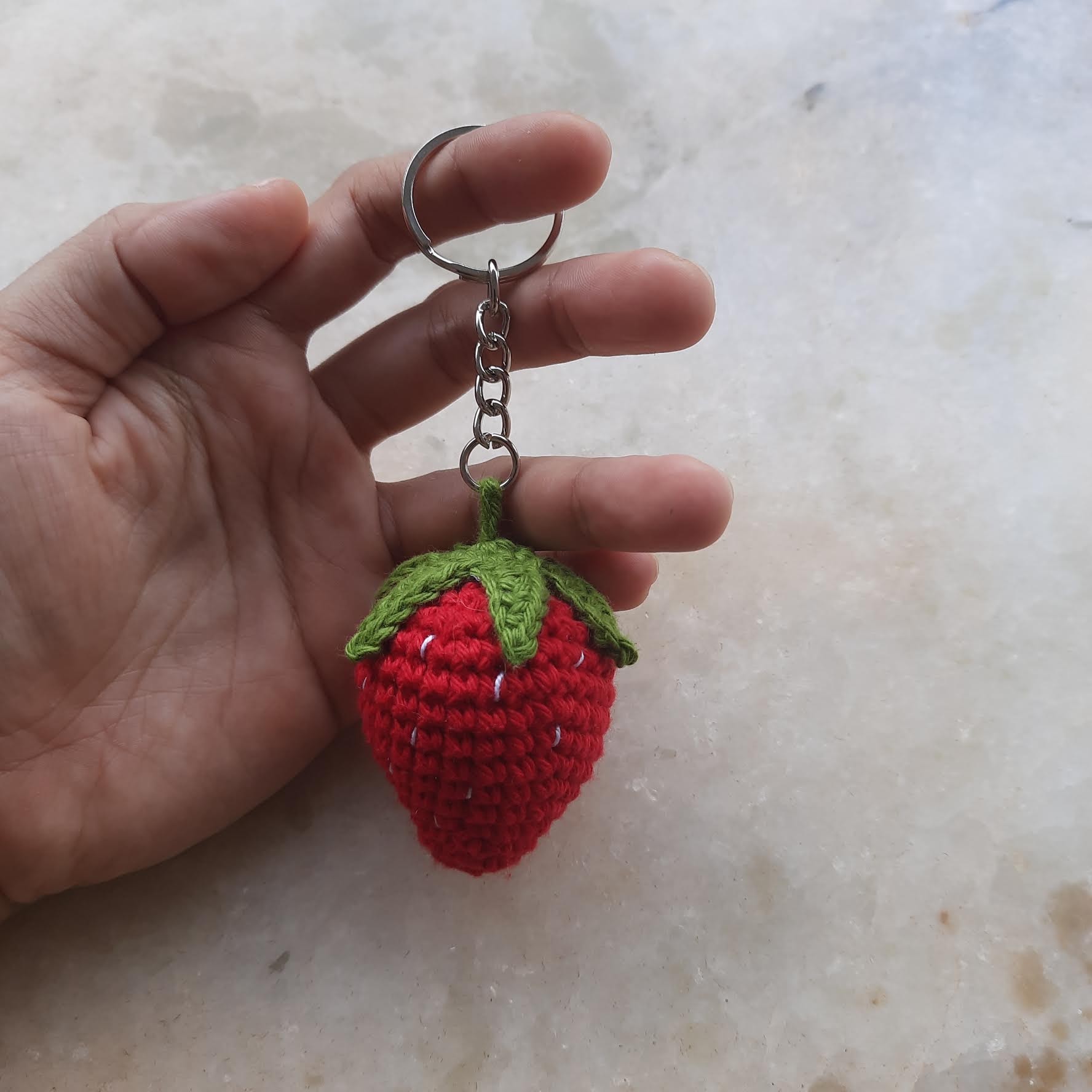 Crochet Strawberry Keychain - Image 2