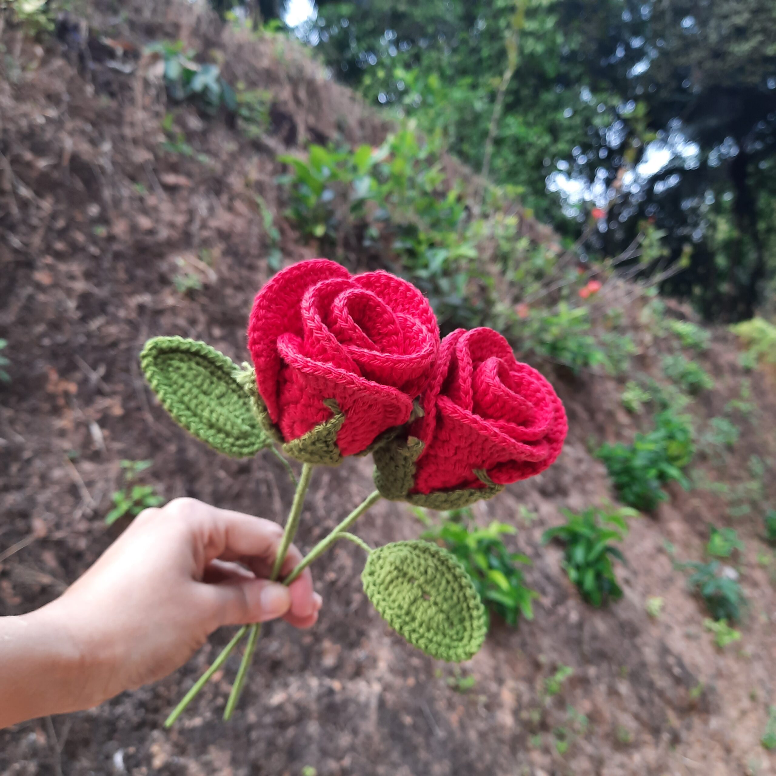 Crochet Red Rose