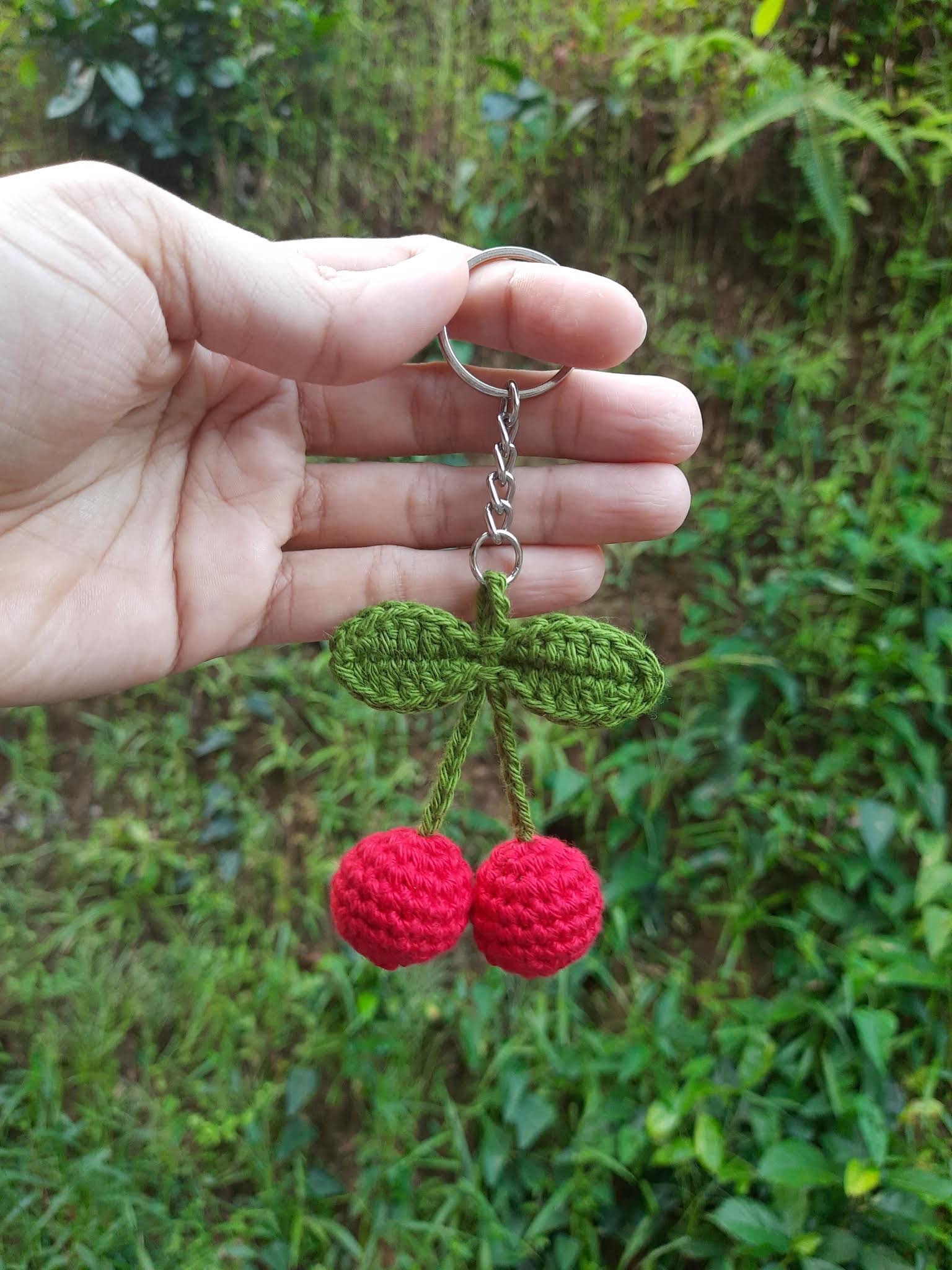 Crochet Cherry Keychain