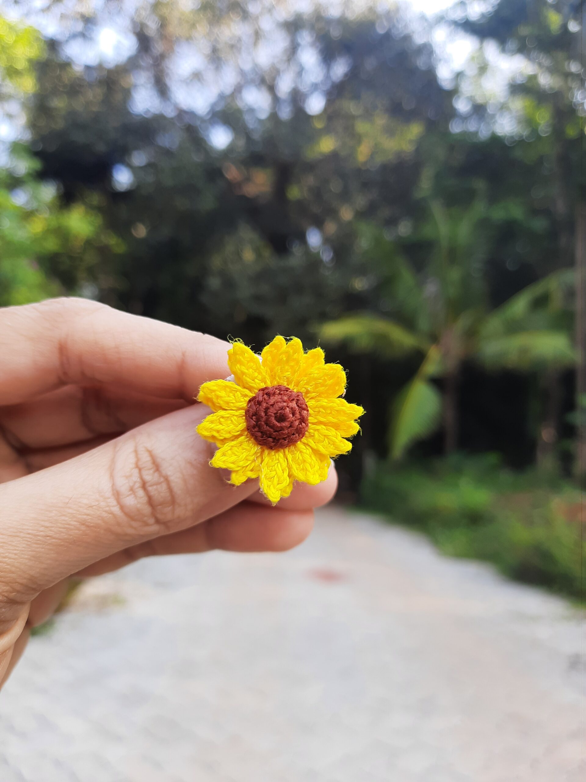 Crochet Sunflower Brooch