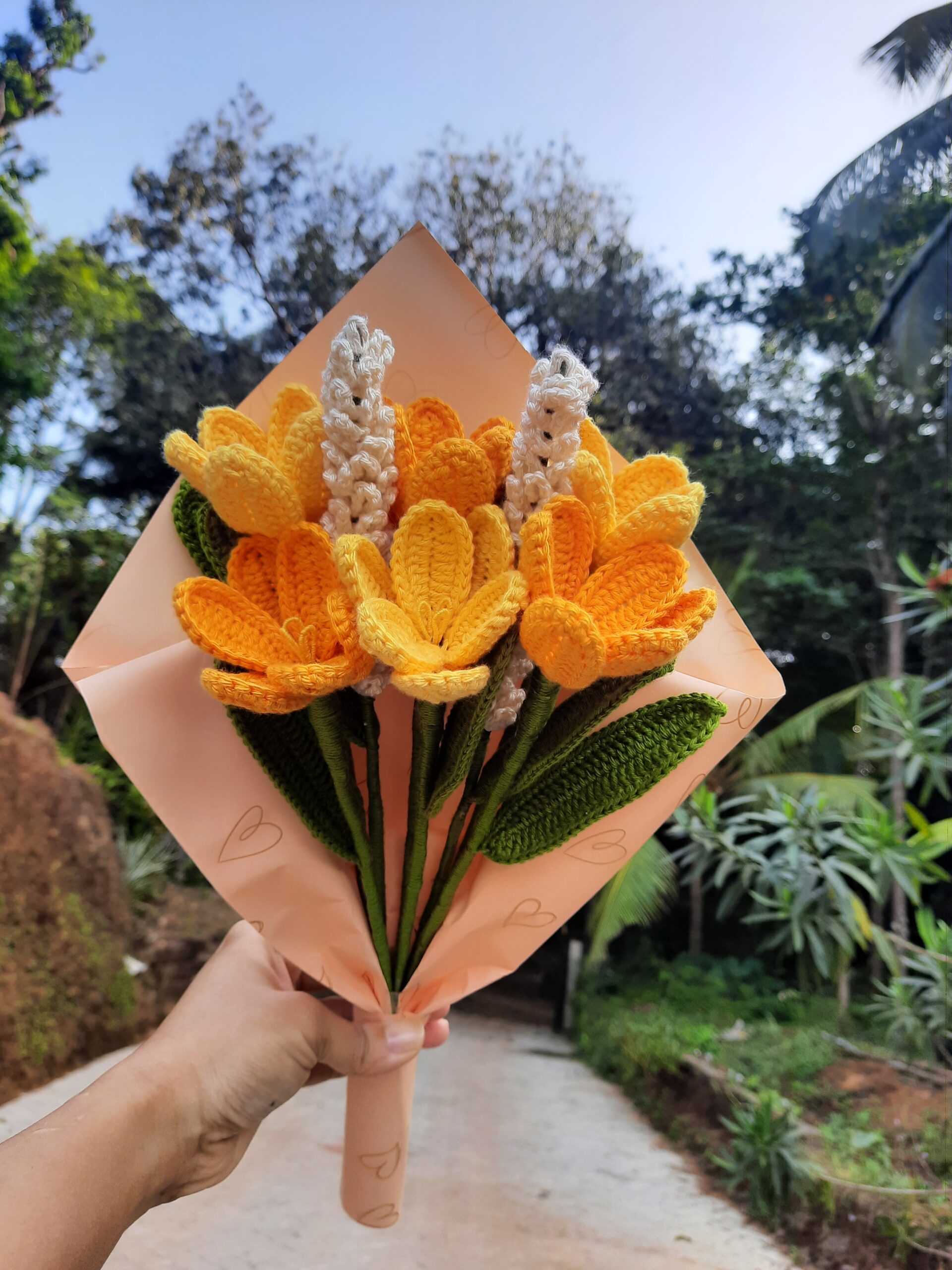 Crochet Tulip & Lavender Bouquet