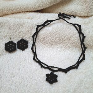 Crochet Choker & Earrings Set