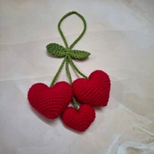 Crochet 3 Hearts Car Mirror Hanging