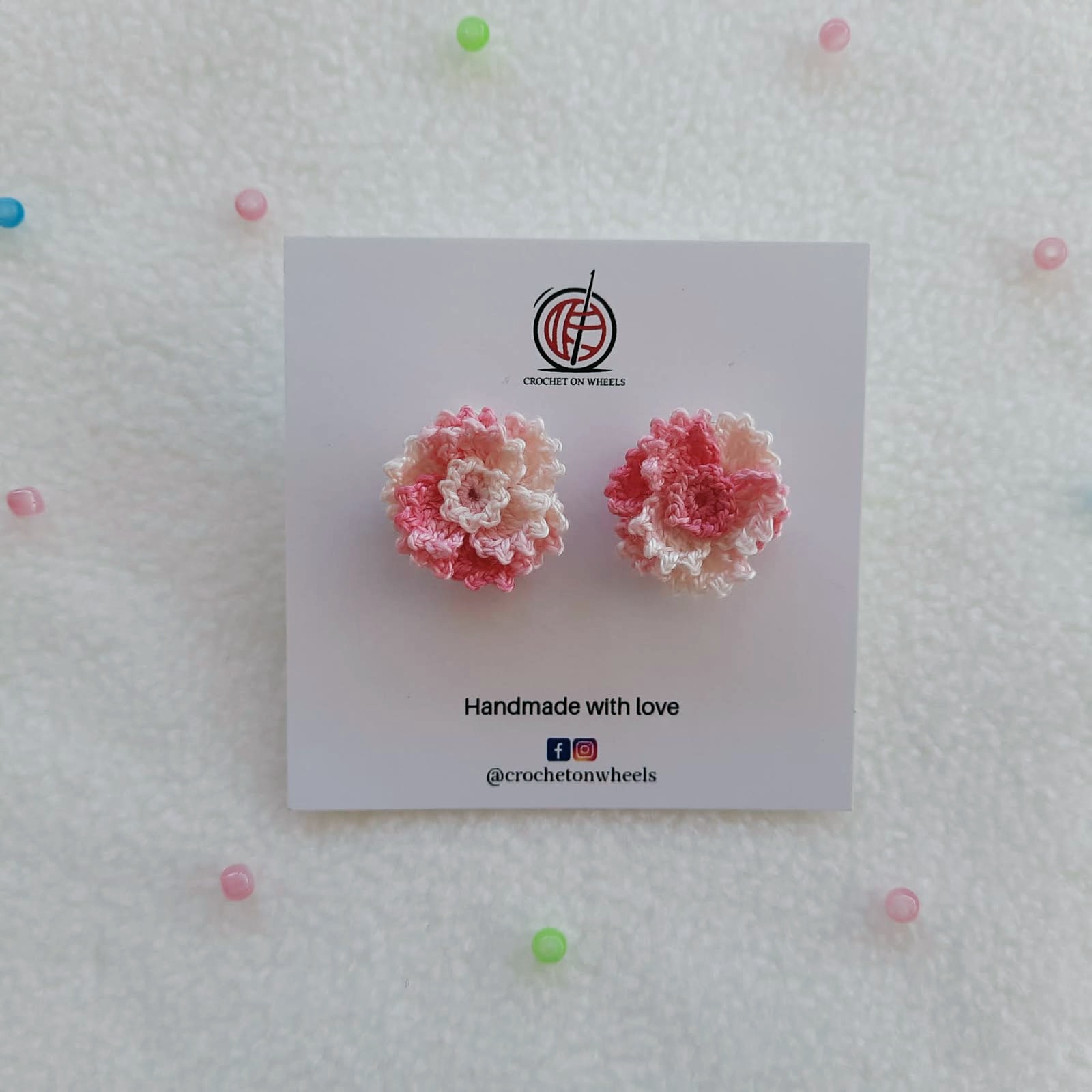 Crochet Flower Stud Earrings