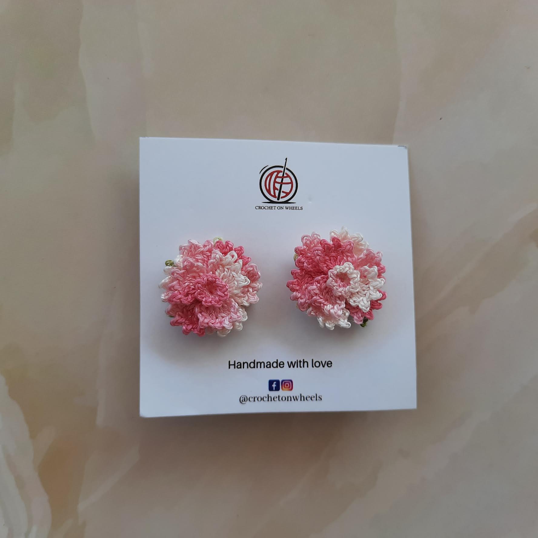 Crochet Flower Stud Earrings - Image 2