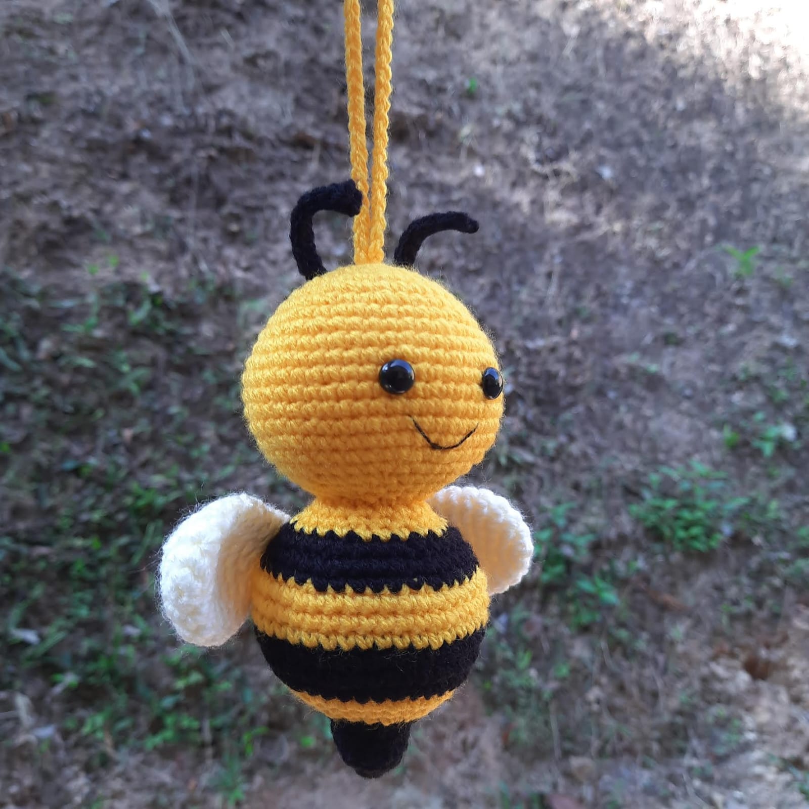 Crochet Honeybee Car Mirror Hanging - Image 3