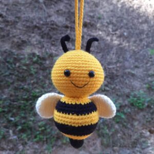 Crochet Honeybee Car Mirror Hanging