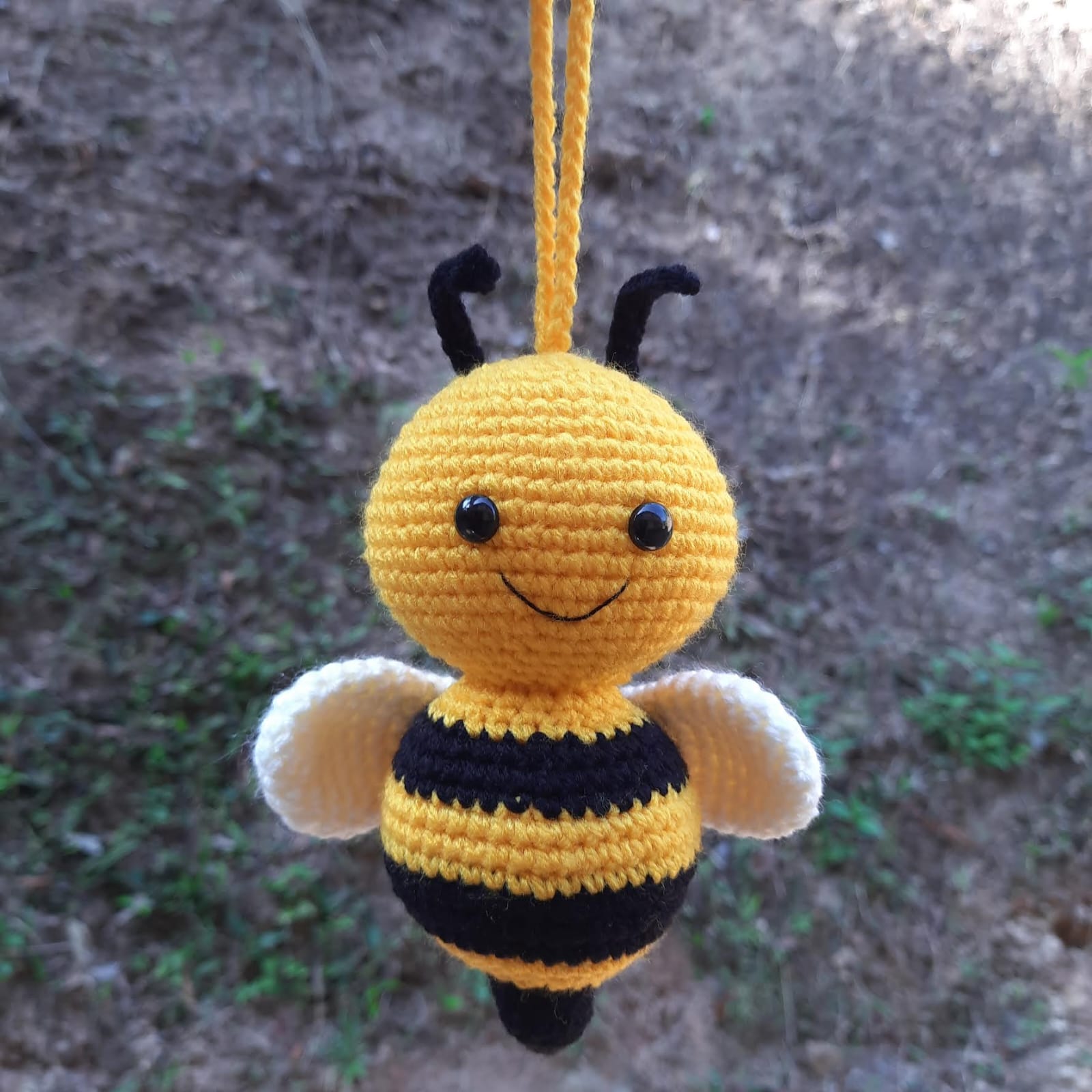 Crochet Honeybee Car Mirror Hanging