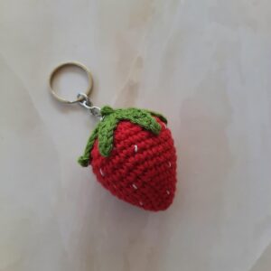 Crochet Strawberry Keychain